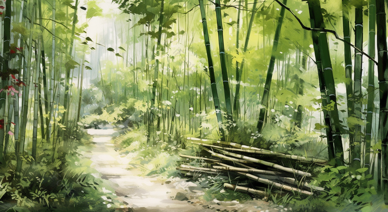 中国风水彩竹林小道,插画/手绘图,插画/手绘图库,插画/手绘图下载,插画/手绘